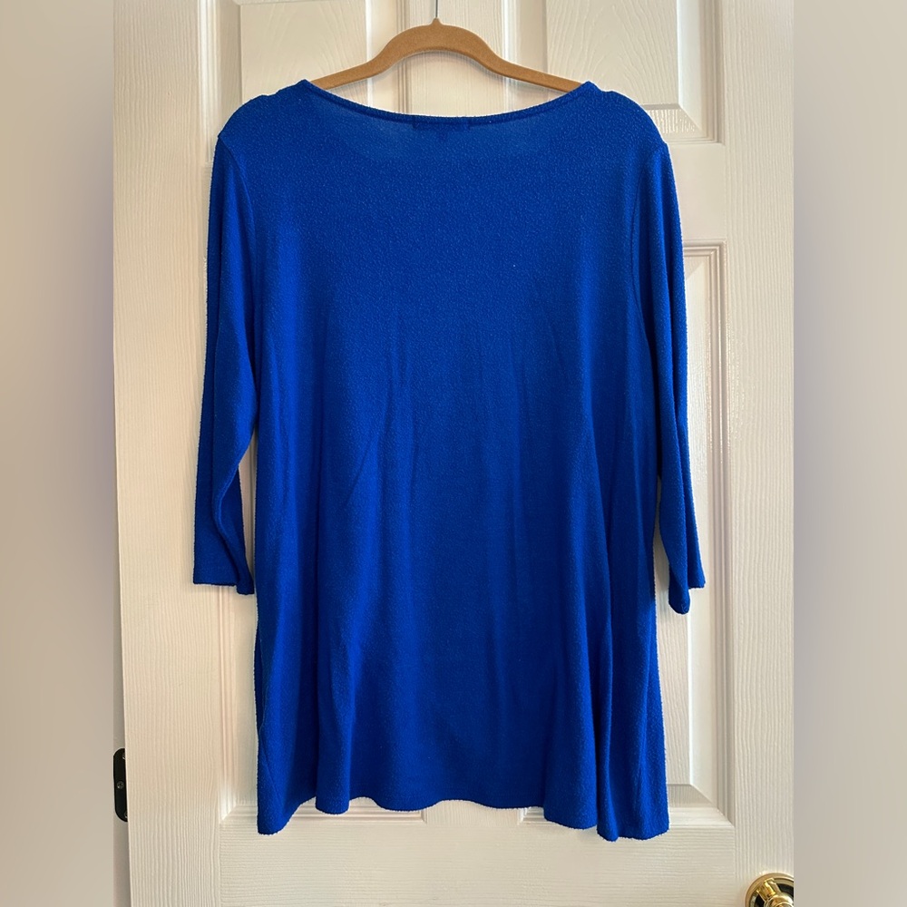 Gibson Royal Blue Long Sleeve Sweater Top with Knot Detail - Picture 3 of 5